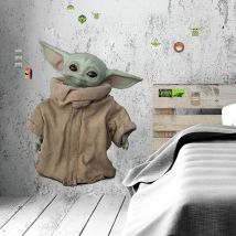 Roommates - Sticker Géant repositionnable Disney Mandalorian Bébé Yoda alias Grogu debout 77 cm x 60 cm