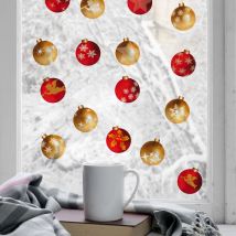 Sticker électrostatique Boules de Noël pour vitre, 21x29,7cm - Décoration de fenêtre de Noël