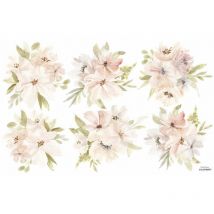 Lilipinso - Sticker sticker décor bouquet de fleurs roses orangées 64 x 90 cm