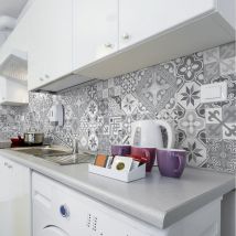 Sticker Mural Carrelage adhésif Cuisine Salle de Bain - 24 stickers carreaux de ciment azulejos micalina - 24stickers30x30cm
