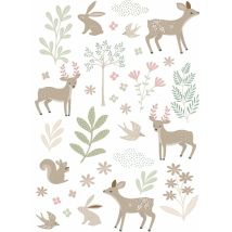 Sticker mural cerf beige et vert Estahome