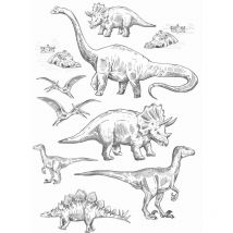 Sticker mural dinosaures noir et blanc Estahome