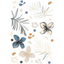Sticker mural fleurs beige, bleu et orange Sanders&sanders