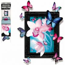 Sticker Mural Papillons Trompe l'œil