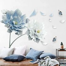 Sticker mural Stickers muraux pivoine bleu blanc pivoine fleurs Stickers muraux photos murales salon chambre déco
