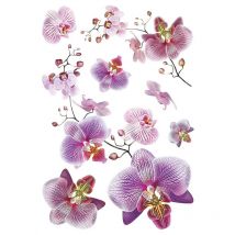 Sticker Orchidées roses et fushia - 1 planche 42,5 x 65 cm