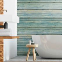 Sticker effet papier peint - bois bordure de mer - 30x30cm