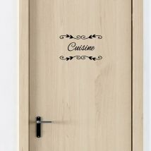 Sticker porte cuisine deco chic (I0299).- Noir -