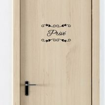 Sticker porte prive deco chic (I0303).- Noir -