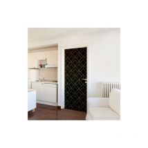Plage - Sticker Autocollant 3D Cubes Noir et Or, 204 cm x 83 cm, Décoration Murale Porte