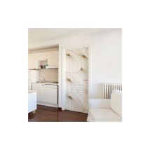 Sticker porte, Sticker autocollant ombrelles blanches et or pour portes, 204 cm x 73 cm
