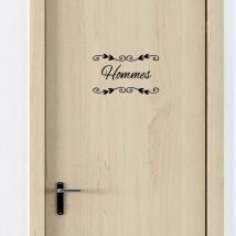 Sticker porte toilettes hommes deco chic (I0304).- Blanc -