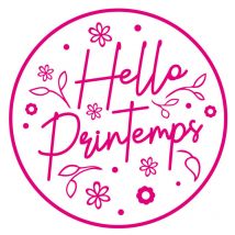 Sticker pour vitrine hello printemps (PRINTEMPS007).- Rose - 40 x 40 cm