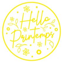 Sticker pour vitrine hello printemps (PRINTEMPS007).- Jaune - 75 x 75 cm