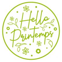 Sticker pour vitrine hello printemps (PRINTEMPS007).- Vert tilleul - 75 x 75 cm