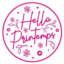 Sticker pour vitrine hello printemps (PRINTEMPS007).- Rose - 75 x 75 cm