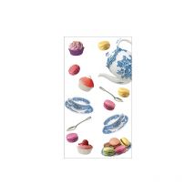 Sticker réfrigérateur et lave vaisselle, macarons, cuillères, muffin, théière et tasses décoration tea time, 180 cm x 100 cm