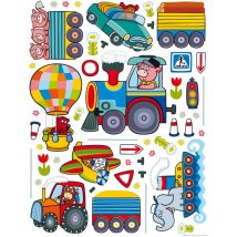 Sticker Train, tracteurs et autre engis - 1 planche 65 x 85 cm