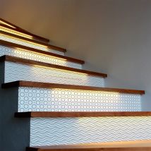 Ambiance-sticker - Stickers adhésifs escalier carrelages contremarche - birgit - 2 bandes de 12.5x87.5cm