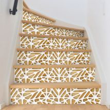 Ambiance-sticker - Stickers adhésifs escalier carrelages contremarche - bois design blanc - 2 bandes de 19.5x136.5cm