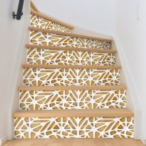 Ambiance-sticker - Stickers adhésifs escalier carrelages contremarche - bois design blanc - 2 bandes de 15.5x108.5cm