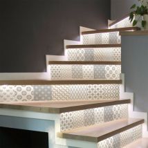 Stickers adhésifs escalier carrelages contremarche - kaspera - 2 bandes de 20.5x143.5cm