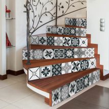 Ambiance-sticker - Stickers adhésifs escalier carrelages contremarche - lisa - 2 bandes de 14.5x101.5cm