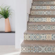 Ambiance-sticker - Stickers adhésifs escalier carrelages contremarche - ornements stylé - 2 bandes de 20.5x143.5cm