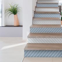Stickers adhésifs escalier carrelages contremarche - SIGRID - 2 bandes de 20.5x143.5cm