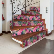 Ambiance-sticker - Stickers adhésifs escalier carrelages contremarche - tropical cartago - 2 bandes de 16.5x115.5cm