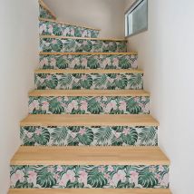 Ambiance-sticker - Stickers adhésifs escalier carrelages contremarche - tropical el alto - 2 bandes de 12.5x87.5cm