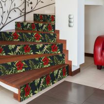 Ambiance-sticker - Stickers adhésifs escalier carrelages contremarche - tropical riberalta - 2 bandes de 12.5x87.5cm