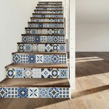 Stickers adhésifs escalier carrelages contremarche - GALLA - 2 bandes de 12.5x90cm