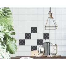 Sticker carrelage adhésif Arborea, motif éventails noirs asiatique, 6 pièces, 15 cm x 15 cm, décoratif.