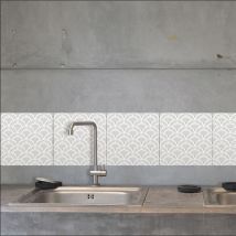 Sticker carrelage adhésif okoppe, 6 pièces, 15x15 cm, motif éventails gris asiatique, déco intérieure