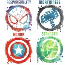 Stickers Avengers repositionnables 4 Logo des Super-héros en dessin Marvel 92,7CM x 21,9CM