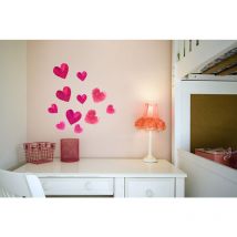 Sticker autocollant décoratif 30x21 cm, illustration glamour de jolies coeurs roses à paillettes. Décorez votre intérieur avec style