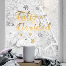 Stickers de Noël pour vitres, 29,7 cm x 21 cm, électrostatique, étoiles dorées et argentées. Décorez vos fenêtres pour les fêtes