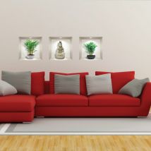 Stickers effet 3D bambous et bouddha 30 x 90 cm