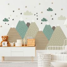 Stickers muraux enfants - Décoration chambre bébé - Autocollant Sticker mural géant enfant montagnes scandinaves giska - 70x105cm