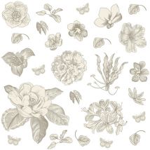 Stickers fleurs blanches - 1 planche 30x30cm