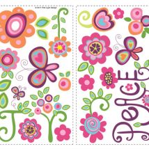 Roommates - Stickers - Fleurs Fuchsias Vertes - Hauteur 45,7 cm