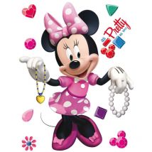 Stickers géant Minnie avec ses bijoux et sa robe à pois