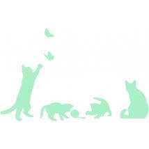 Ahlsen - Stickers muraux brillent dans le noir. Vinyle cats décoratif. animaux pare-chocs. fluorescentes lames décor lumineux, garçon, fille, enfant