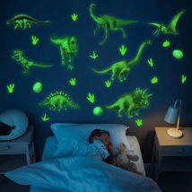Mezheng - Stickers Muraux Dinosaures Enfants, Stickers Muraux Pépinière, Stickers Muraux Lumineux Animaux, Autocollants Lumineux Dino Pour Garçons
