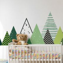 Stickers muraux enfants - Décoration chambre bébé - Autocollant Sticker mural géant enfant montagnes scandinaves darka - 90x155cm
