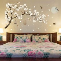 Stickers Muraux fleur cerisier et oiseau sur la branche stickers chambre adulte fleurs de cerisier style vintage diy size 187 x 128 cm stickers tete