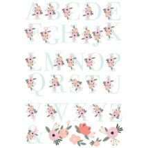 Roommates - Stickers Muraux Géants Monogramme Floral