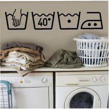 Promotion, Stickers muraux Lave-Linge Autocollants Amovibles Vinyl Mural Mural Chambre Decor Stickers Muraux pour Buanderie Aafgvc