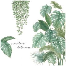 Feiyue - Stickers muraux plantes vertes - Stickers muraux feuilles tropicales - Décoration murale nature plantes feuilles de palmier